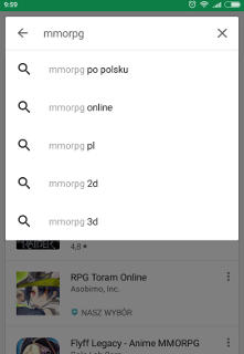 Screen ze Sklepu Play z grami MMORPG na smartfona